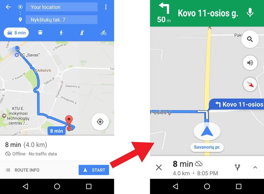 google maps nemokama navigacija android telefone