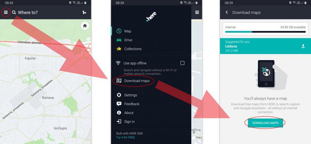 android navigacija kaip atsisiųsti žemėlapius